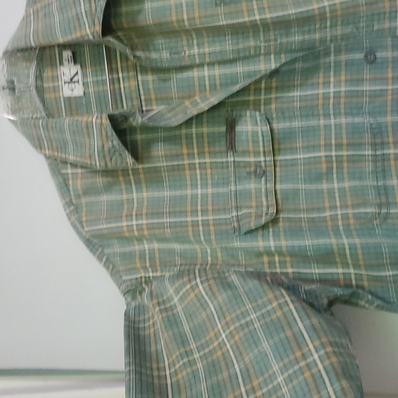 Calvin Klein Plaid Long Sleeve Casual Green Shirt/ Size: S - Picture 2 of 9
